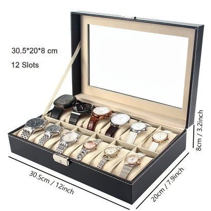 Leather Watch Storage Box - 2, 3, 6, 12 slots