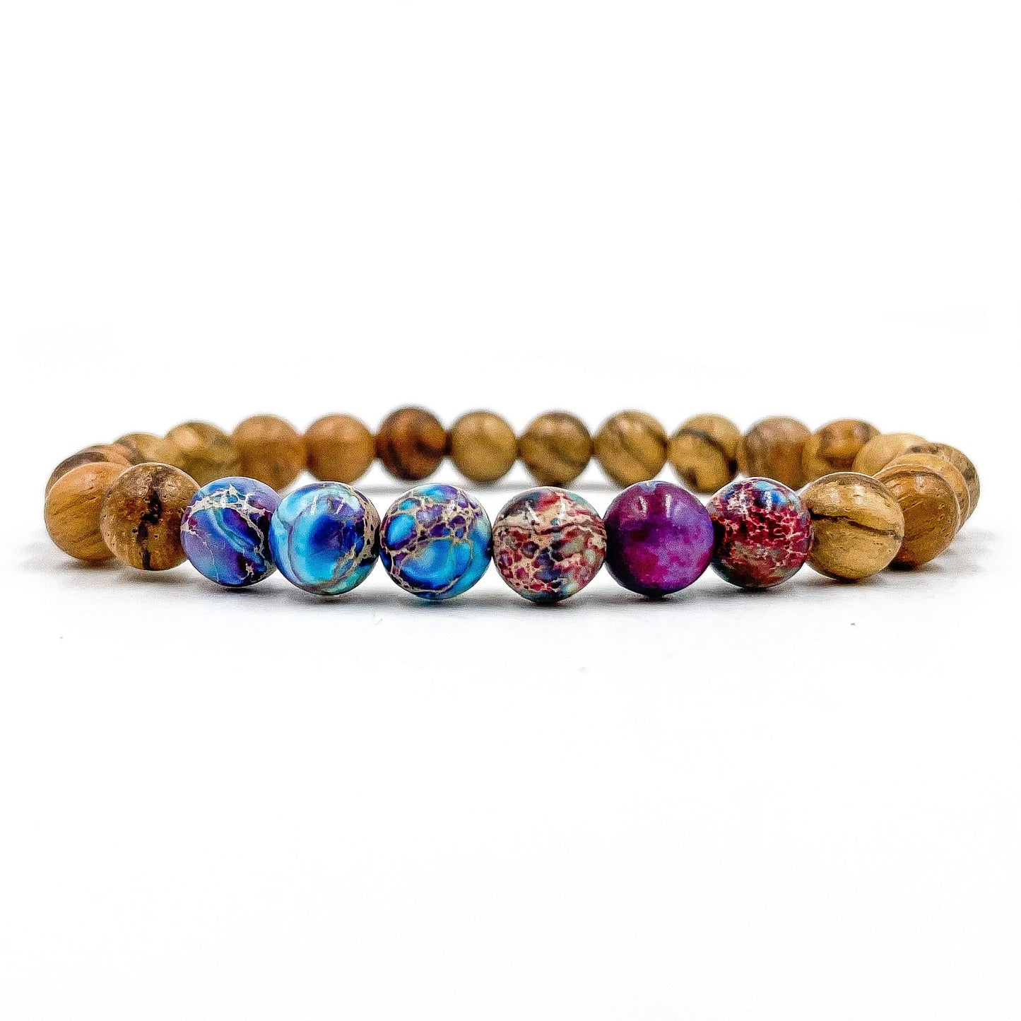 Grove - Galaxy Jasper & Light Sandalwood Mala Beaded Bracelet