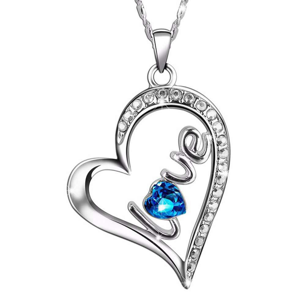 Classic Love Heart Necklace in Rhodium Plating