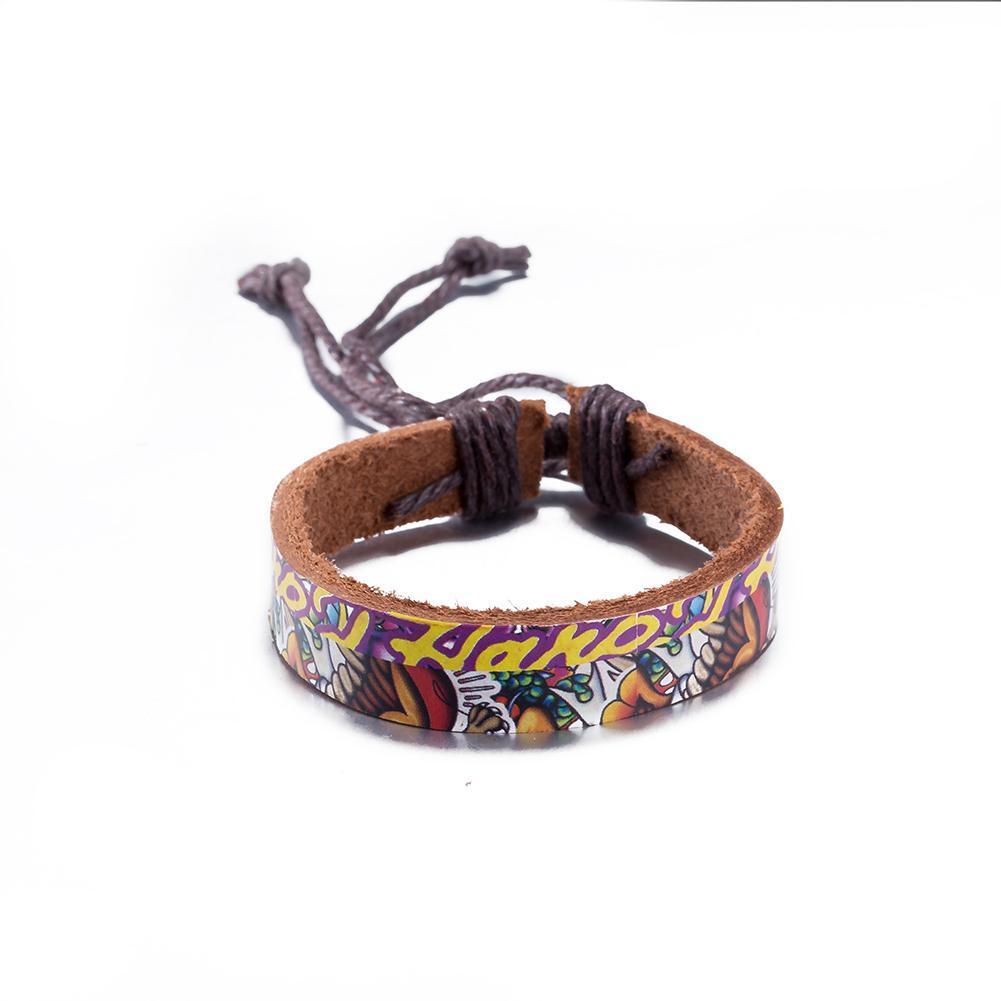 Leather Bracelet with Stainless Steel Colorful Women
