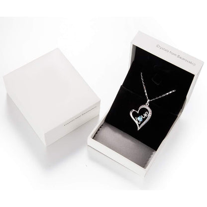 Classic Love Heart Necklace in Rhodium Plating