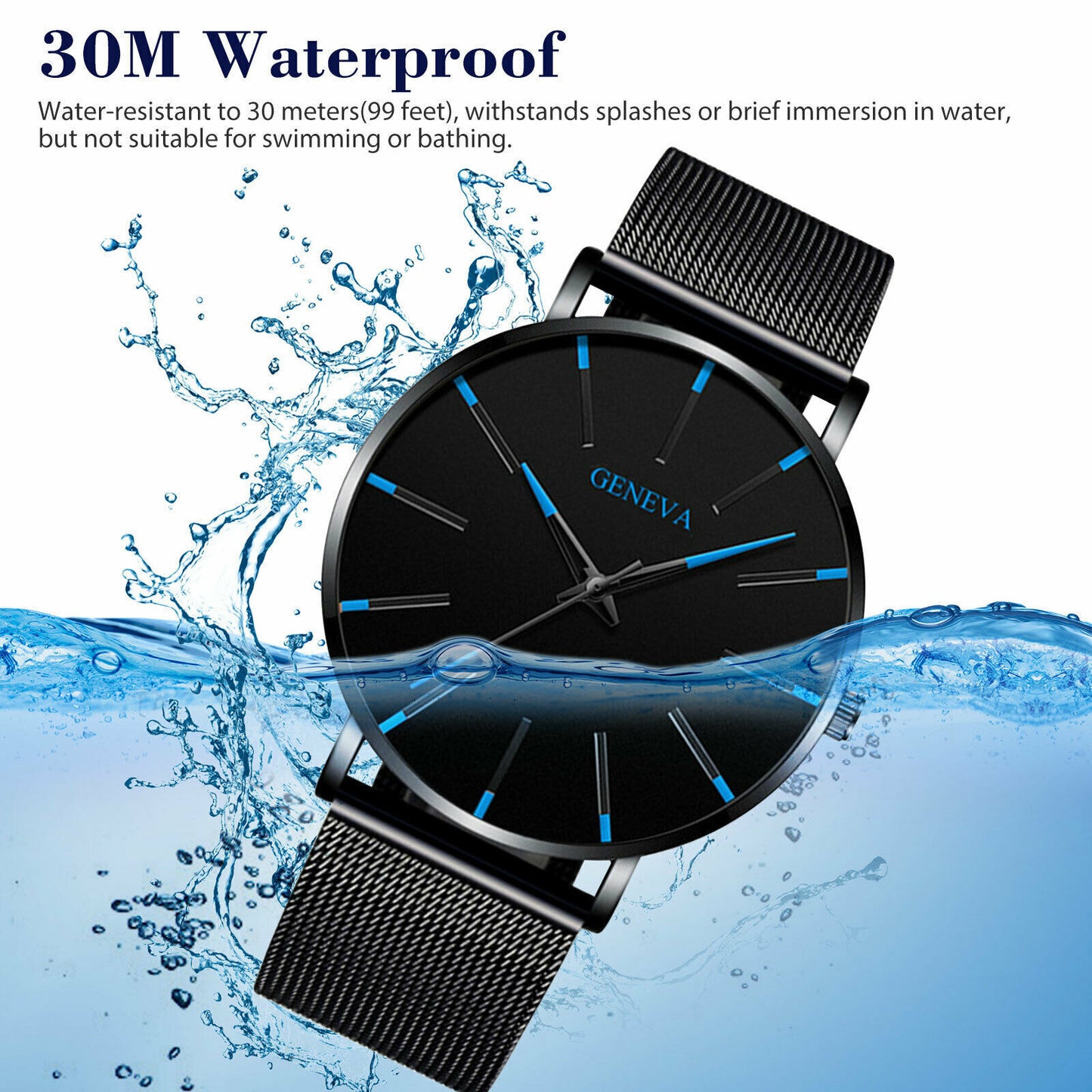 Waterproof Men's Luxury Watch Stainless Steel Quartz Analog Wristwatches Sport