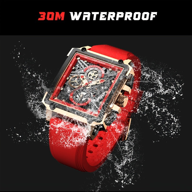 LIGE Men's Waterproof Quartz Square Watches For Men