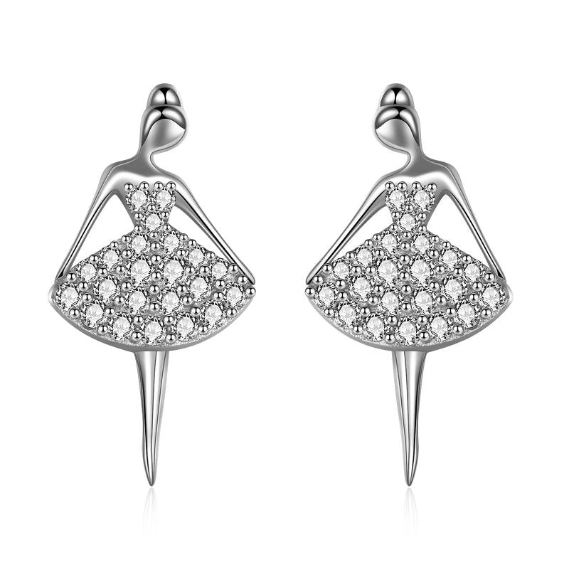 Sterling Silver Ballerina Earrings For Women Girls