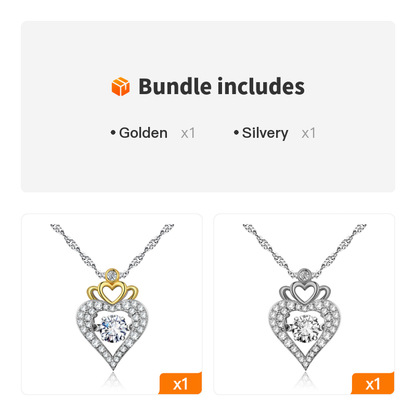 Women's Cubic Zirconia Heart-shape Crown Pendant Necklace