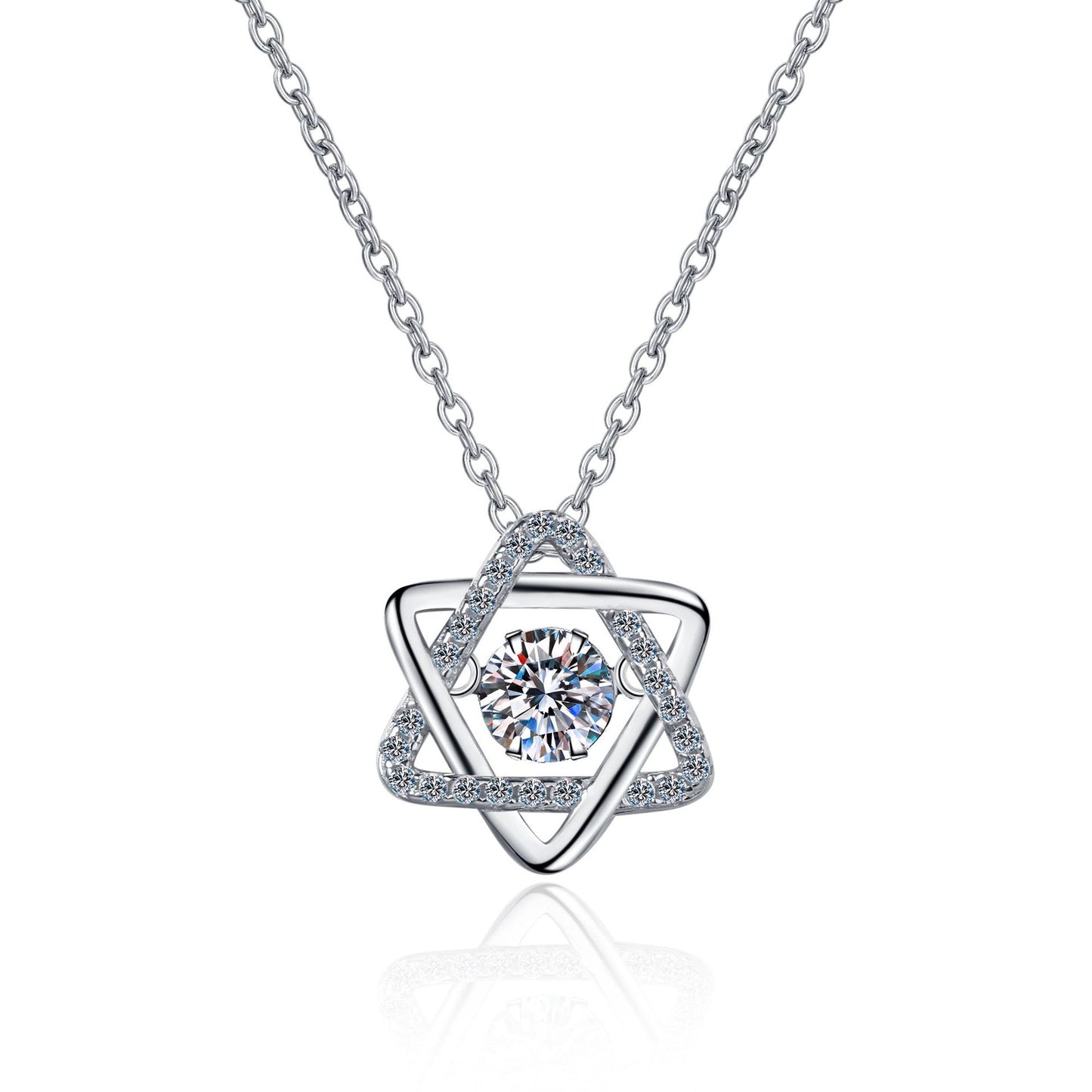 0.3ct Moissanite S925 Silver Hexagram 18K Gold Plated Necklace For Women
