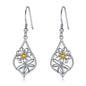 Sterling Silver Daisy Flower Dangle Drop Hooks Earrings for Women Teens