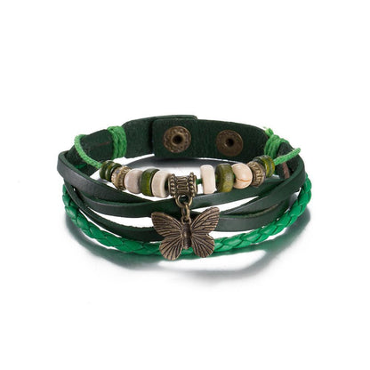 Leather Bracelet with Stainless Steel