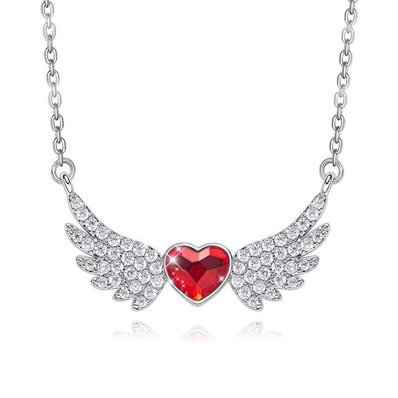 4.00 Ct Ruby Austrian Crystals Flying with the Wings of an Angel Necklace
