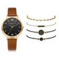 Luxury Women's Set 5pcs Leather Quartz Watch