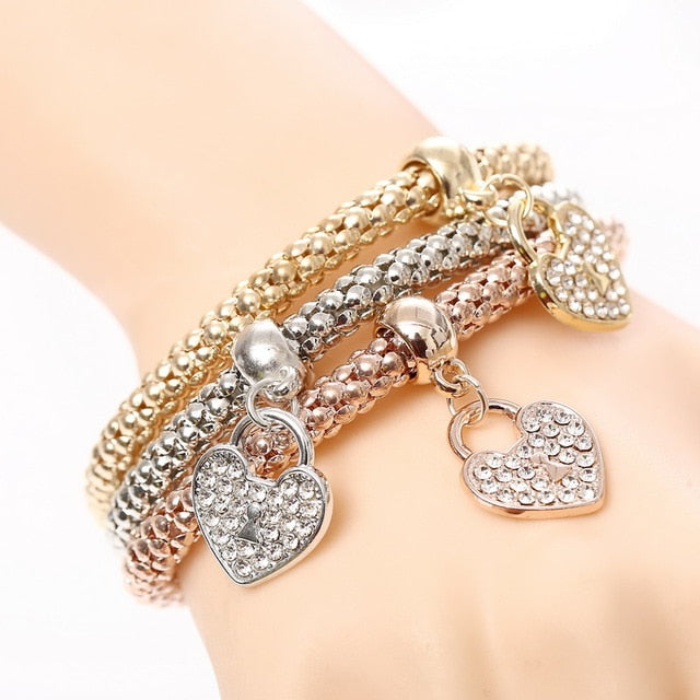 Charming Women's 3 Pcs/Set Crystal Charm Bracelets