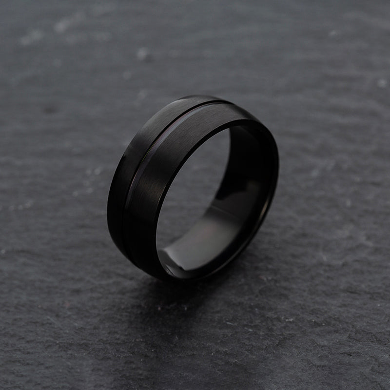black stainless steel ring mens