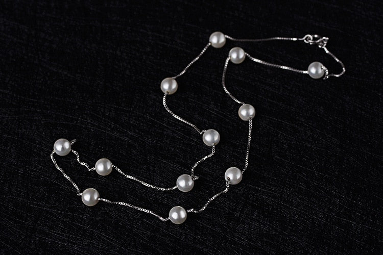 Pearl Box Chain Choker Necklace