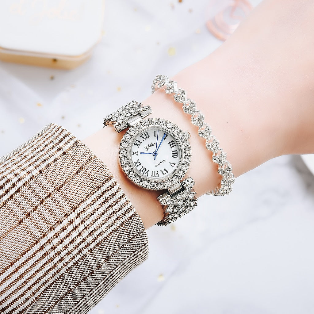 Women Diamond Watch and Bracelet