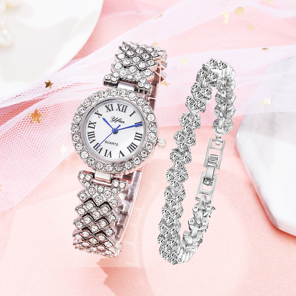 Women Diamond Watch and Bracelet