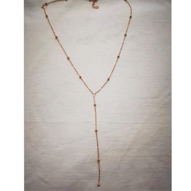 Round Bead Tassel Necklace