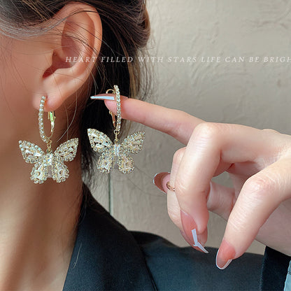 Charm Butterfly Hoop Earring Butterfly Drop Dangle Earrings for Women Teen Girls