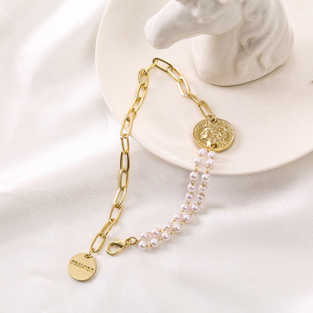 Women’s Baroque Natural Pearl String Bracelet