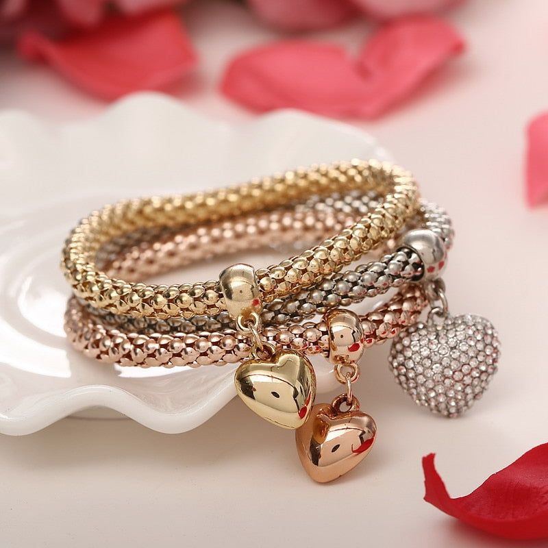 Charming Women's 3 Pcs/Set Crystal Charm Bracelets