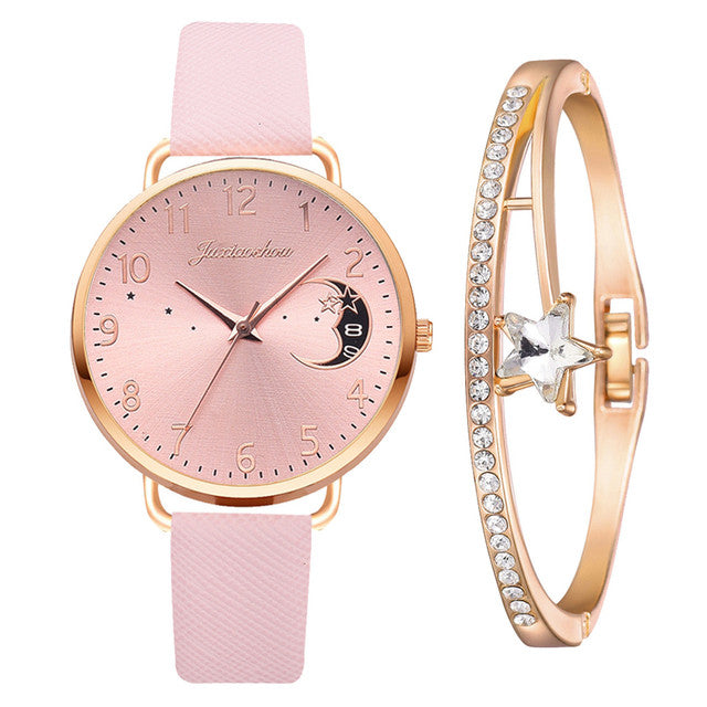 Ladies Alloy Watch and Bracelet Set