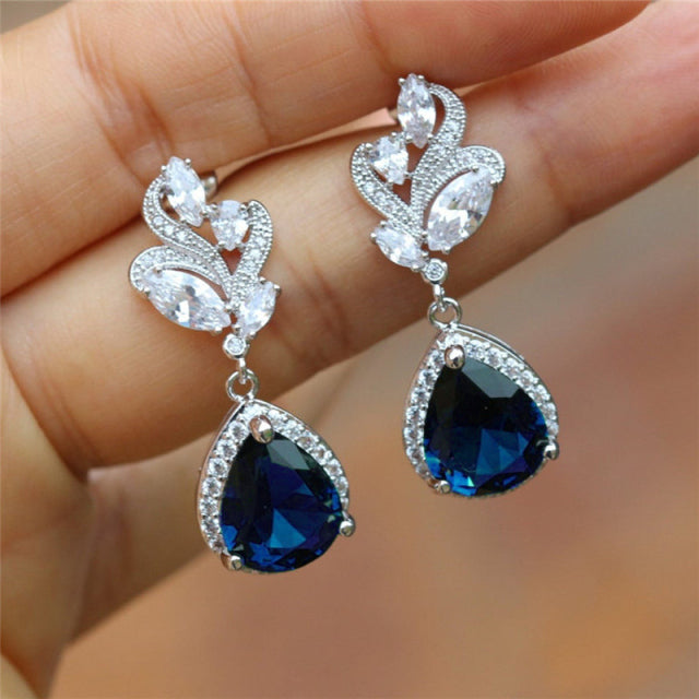 Teardrop Dangle Earrings Inlaid Zircon