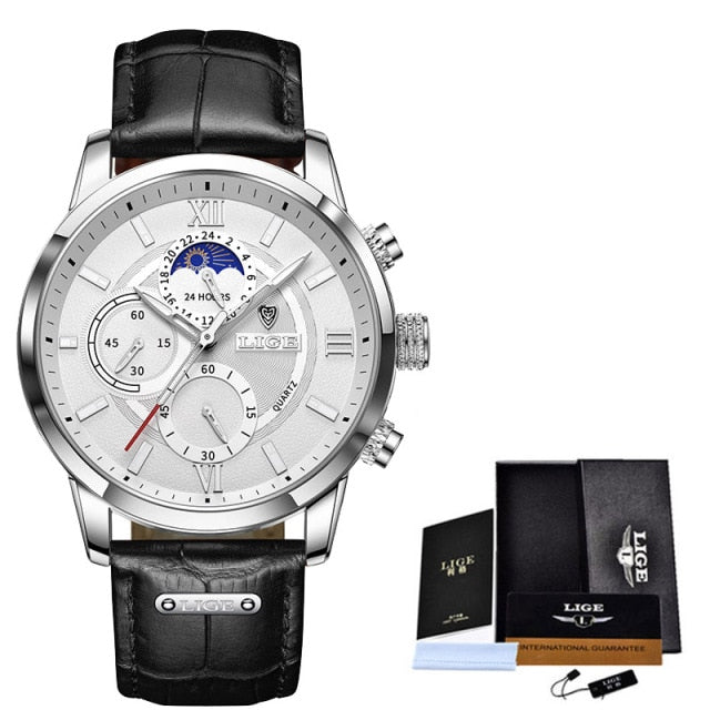 Men's Leather Quartz Wrist Watch