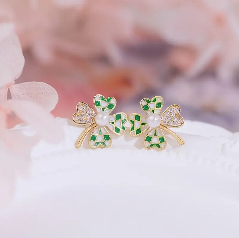 Lucky Four Leaf Clover St. Patrick's Day Earrings for Women