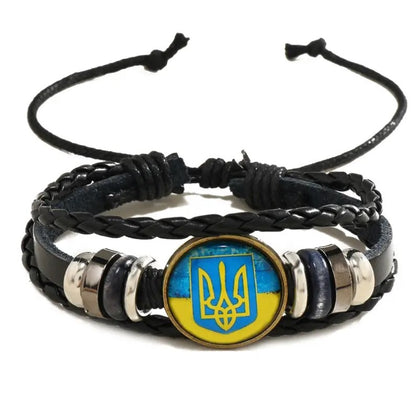 Ukraine Flag Wrap Bracelet for Men & Women With Magnetic Buckle, National Colors Cuff Rope