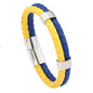 Ukraine Flag Wrap Bracelet for Men & Women With Magnetic Buckle, National Colors Cuff Rope