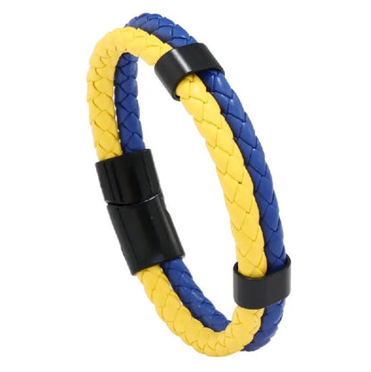 Ukraine Flag Wrap Bracelet for Men & Women With Magnetic Buckle, National Colors Cuff Rope